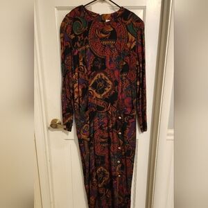 Jessica Howard Vibrant Paisley Long Sleeve Dress, Size M